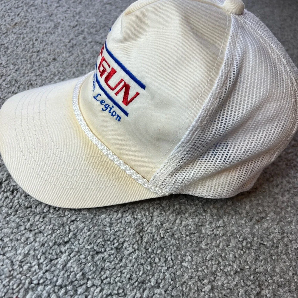 vtg Top Gun trucker hat mens Cream Mesh Adjustable cap snapback 90s 80s - Picture 2 of 9